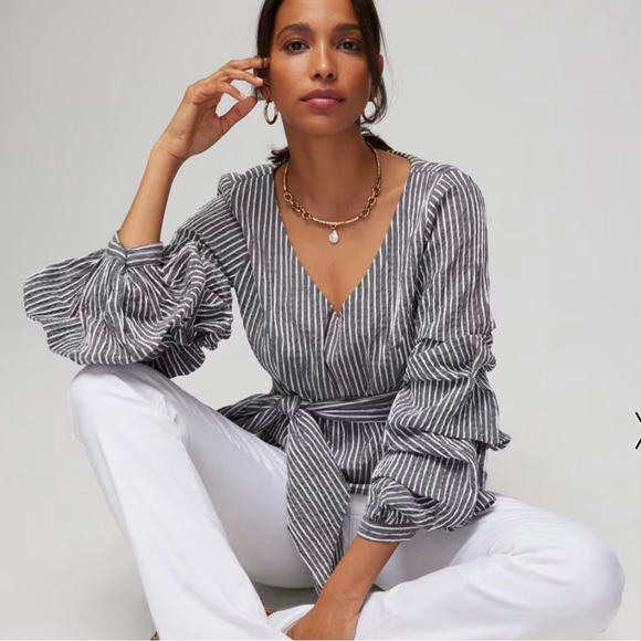 White House Black Market Tops - White House Black Market Black and White Poplin Blouse